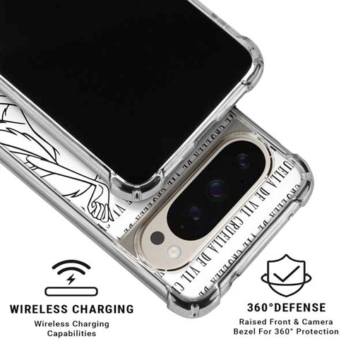 Disney Villains Cruella de Vil Black and White Pixel 9/9 Pro Clear Case